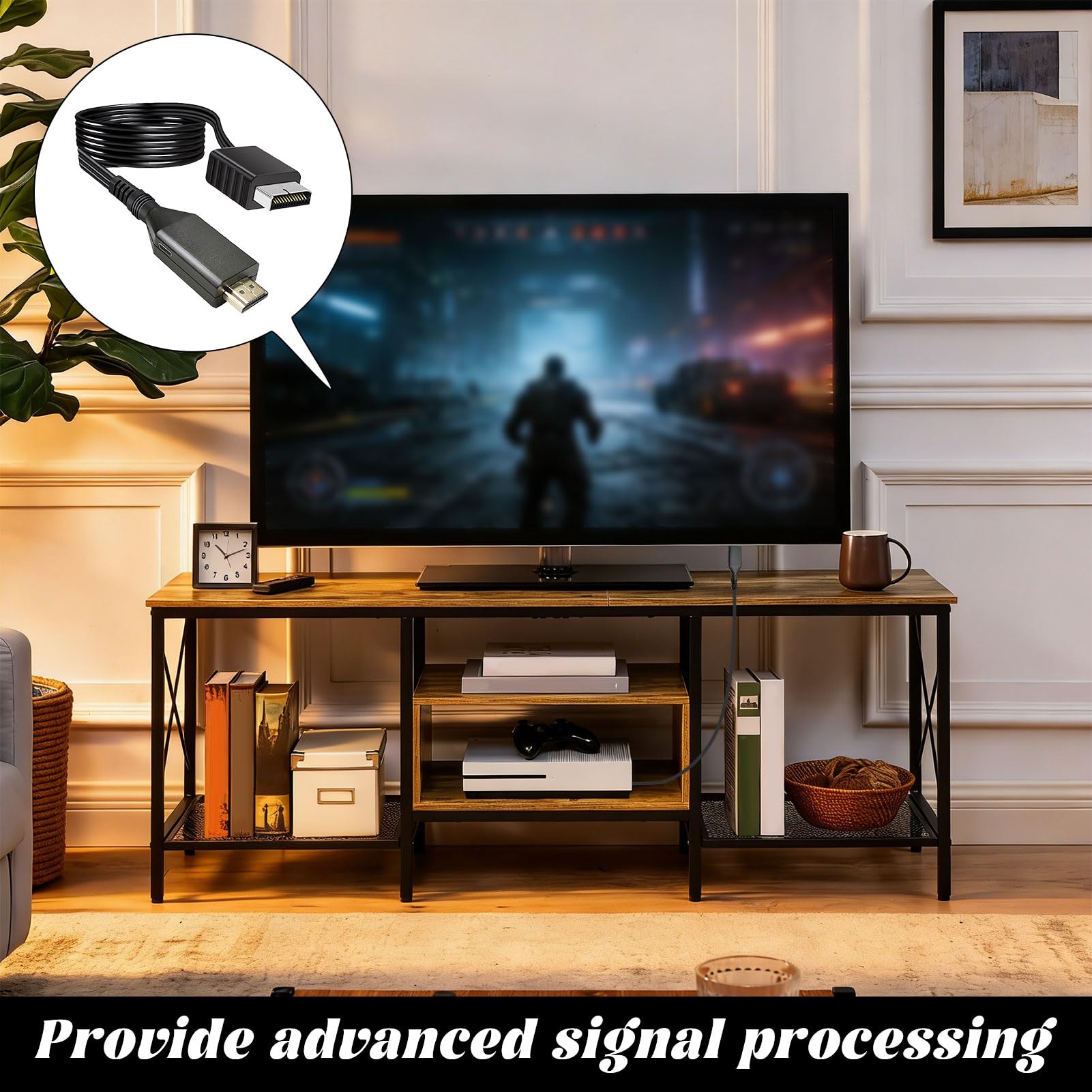 Heyung PS2 to HDMI Converter Cable,Compatible with PS2/PS1 to HDMI Video Audio Adapter,Multifunctional H DTV 720P/1080P Monitor Projector Plug for PS1/PS2 Game Consoles,Projector,Monitor — view 6