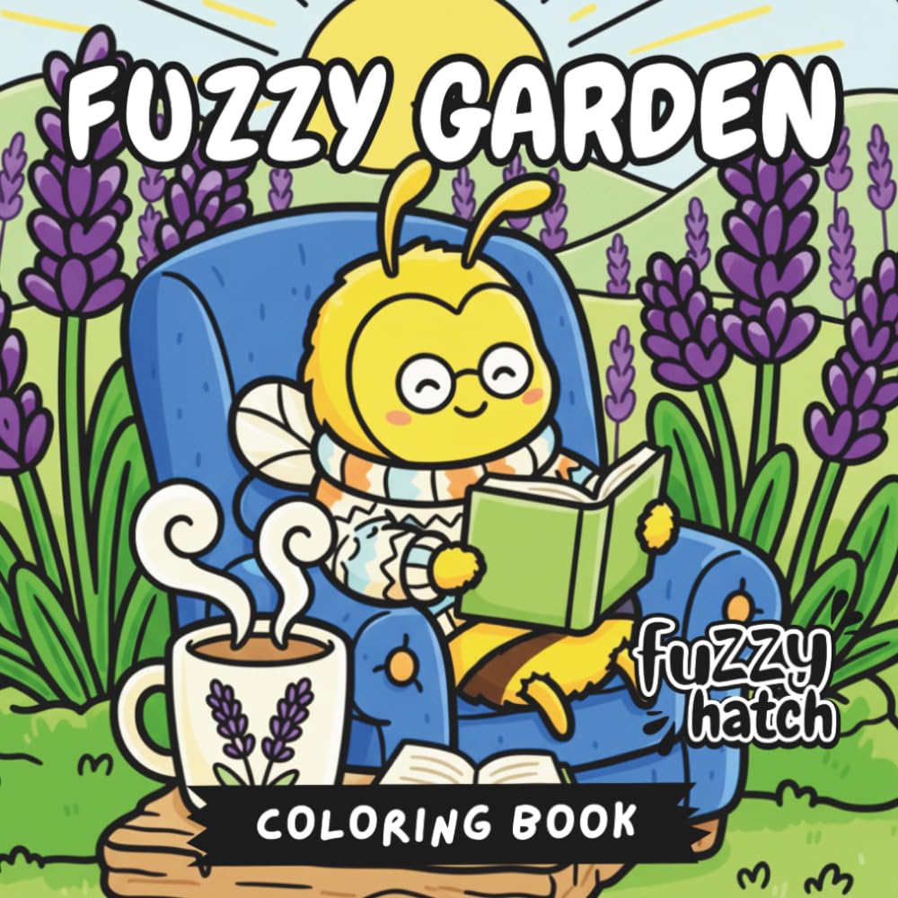 Fuzzy Garden - A Bold and Easy Coloring Book: Simple and Cute Secret Gardens for Stress Relief, Cozy Outdoor Scenes with Flowers and Tiny Friends for Relaxation