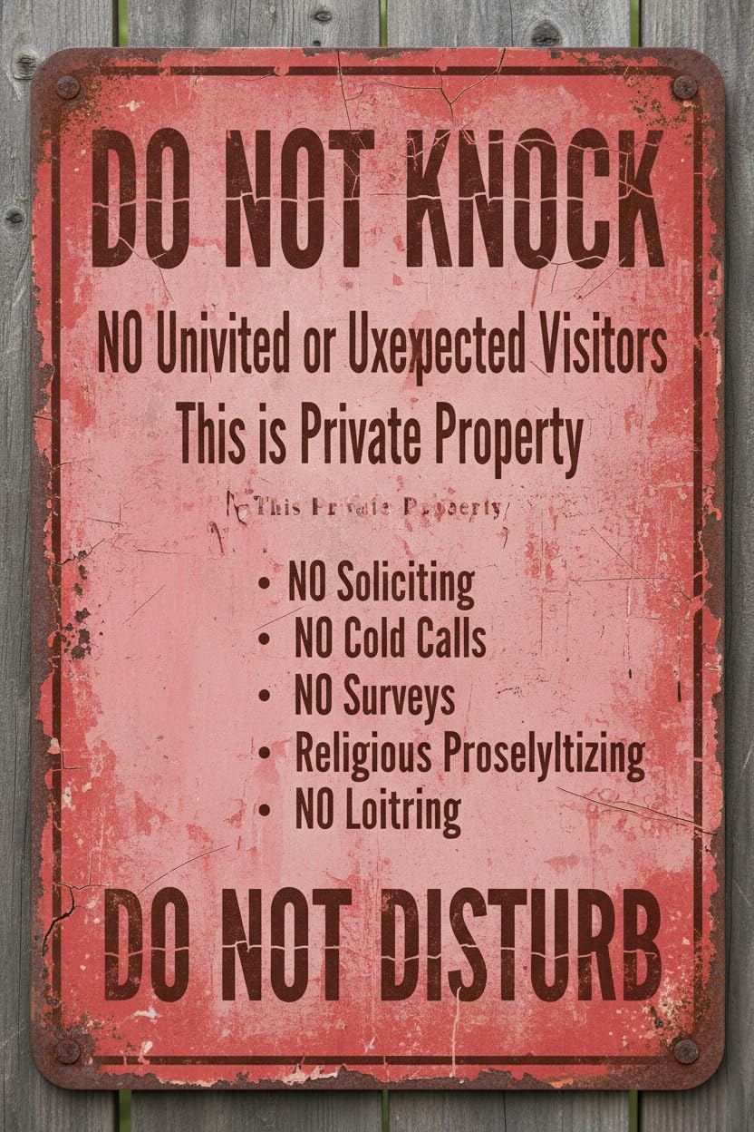Wall Decor Do Not Knock No Visitors Private Property Do Not Disturb Aluminium Metal 8"x12" Sign Vintage Signs Aluminum Plates Printed