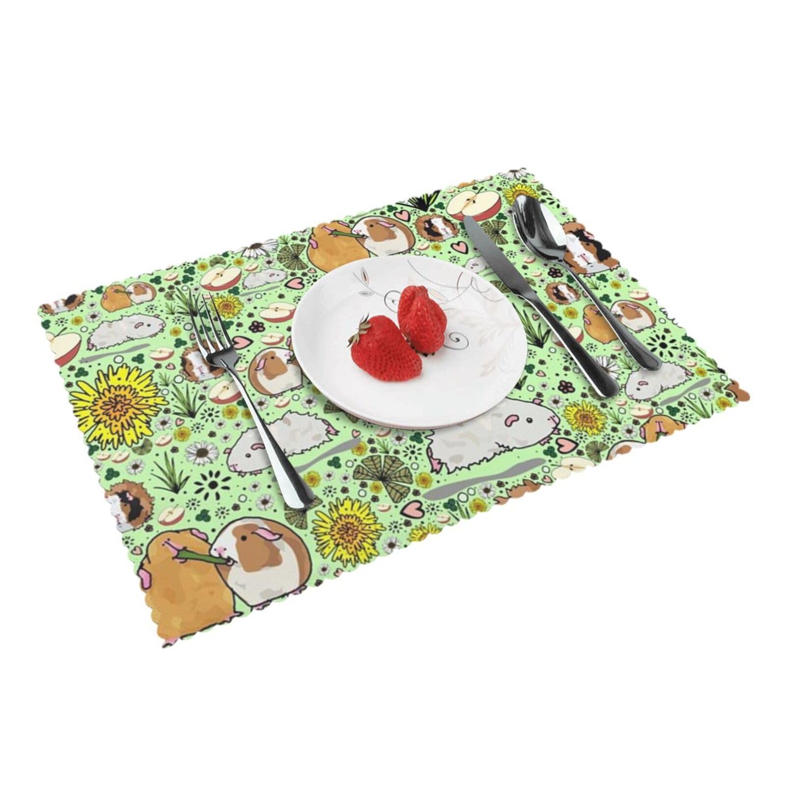 Bnvsadc Guinea Pig 4 Pcs Heat Resistant Placemat 45X30 Cm, Printed Non-Slip Place Mats For Kitchen Dining Table Indoor Outdoor