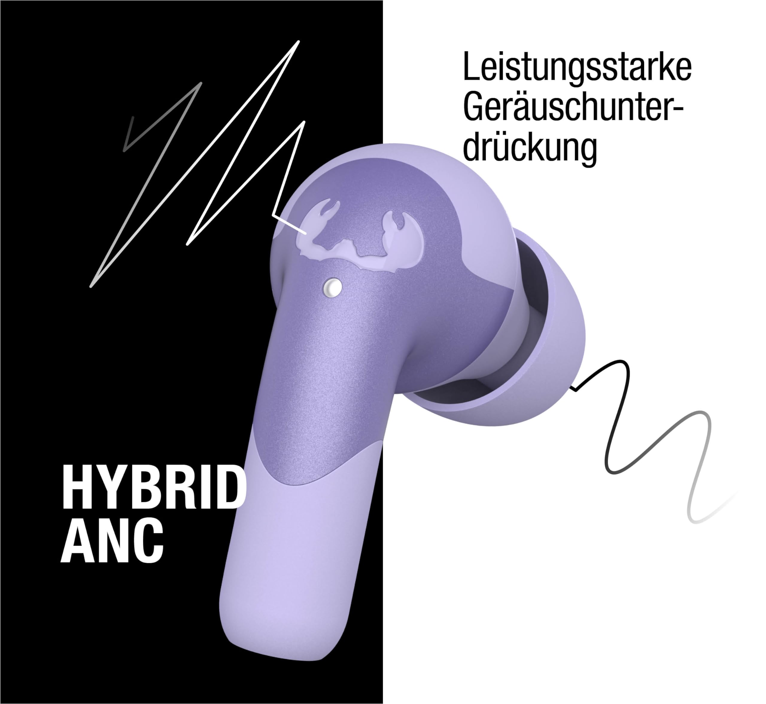 Fresh 'n Rebel Twins Ace Bluetooth kopfhörer In Ear mit Hybrid Active Noise Cancelling, In-Ear Kopfhörer kabellos, Mit ENC microfon, Bluetooth 5.3, IPX4 spritzwasserfest, 34 std. Spielzeit (Lila)