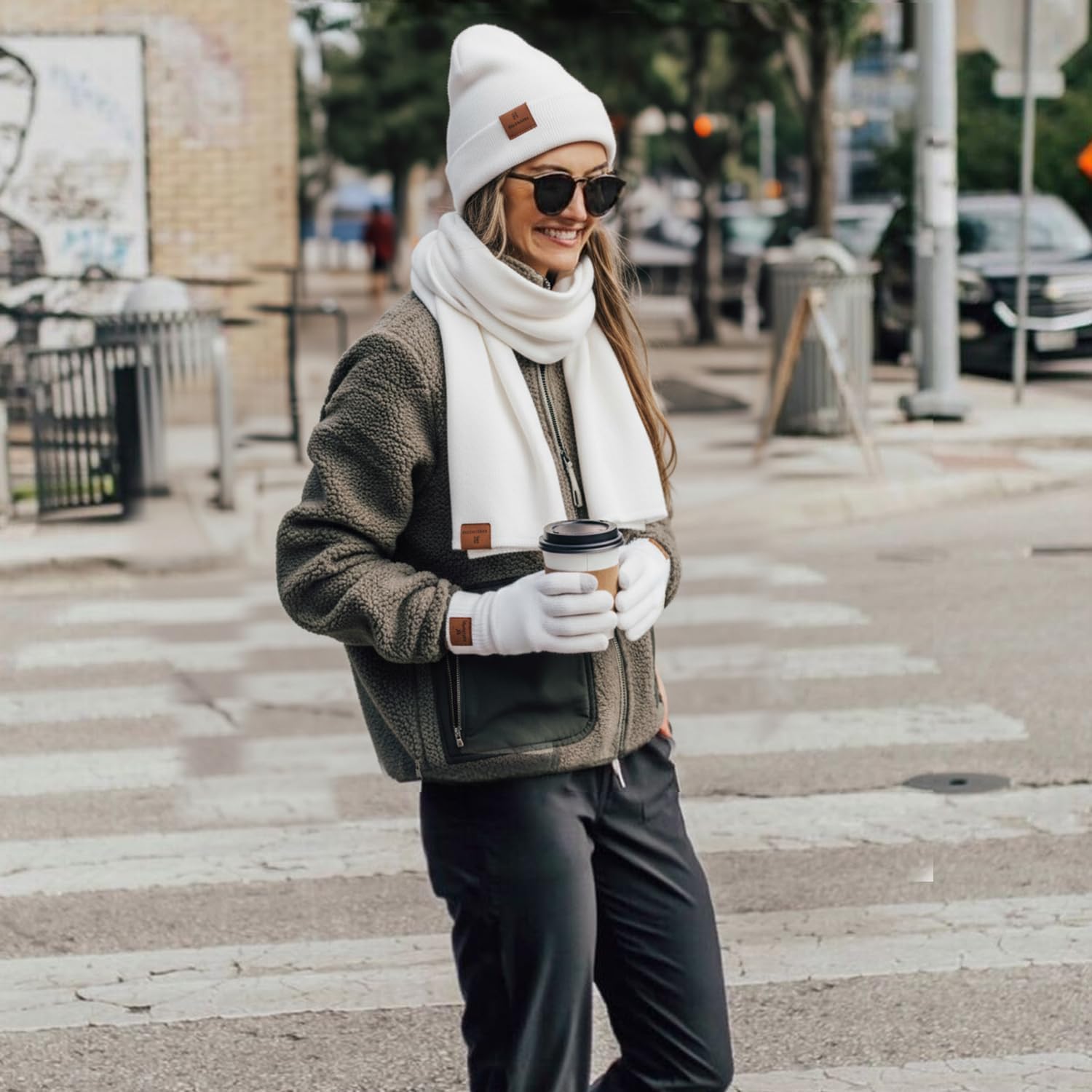 Womens Winter Warm Beanie Hats Gloves Scarf Headband Set Fleece Lined Ear Warmer Knit Scarf Touchscreen Gloves Winter Gifts - Image 5