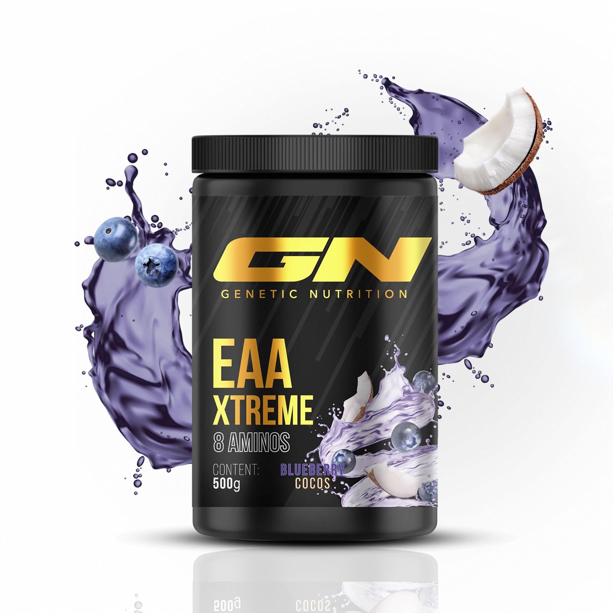 Aminosäuren-Komplex 500g Veganes Pulver mit 12.700 mg pro Tagesdosis & 15 Aminosäuren – Alle 8 essentielle EAA s inkl. BCAA s – Hochdosiert – (Blueberry Cocos) – GN Laboratories