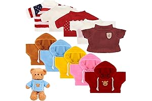 10-Piece Bear Clothing Tee Doll Outfit Fits 14-18" Bears, Includes Hoodies, Sweaters,...