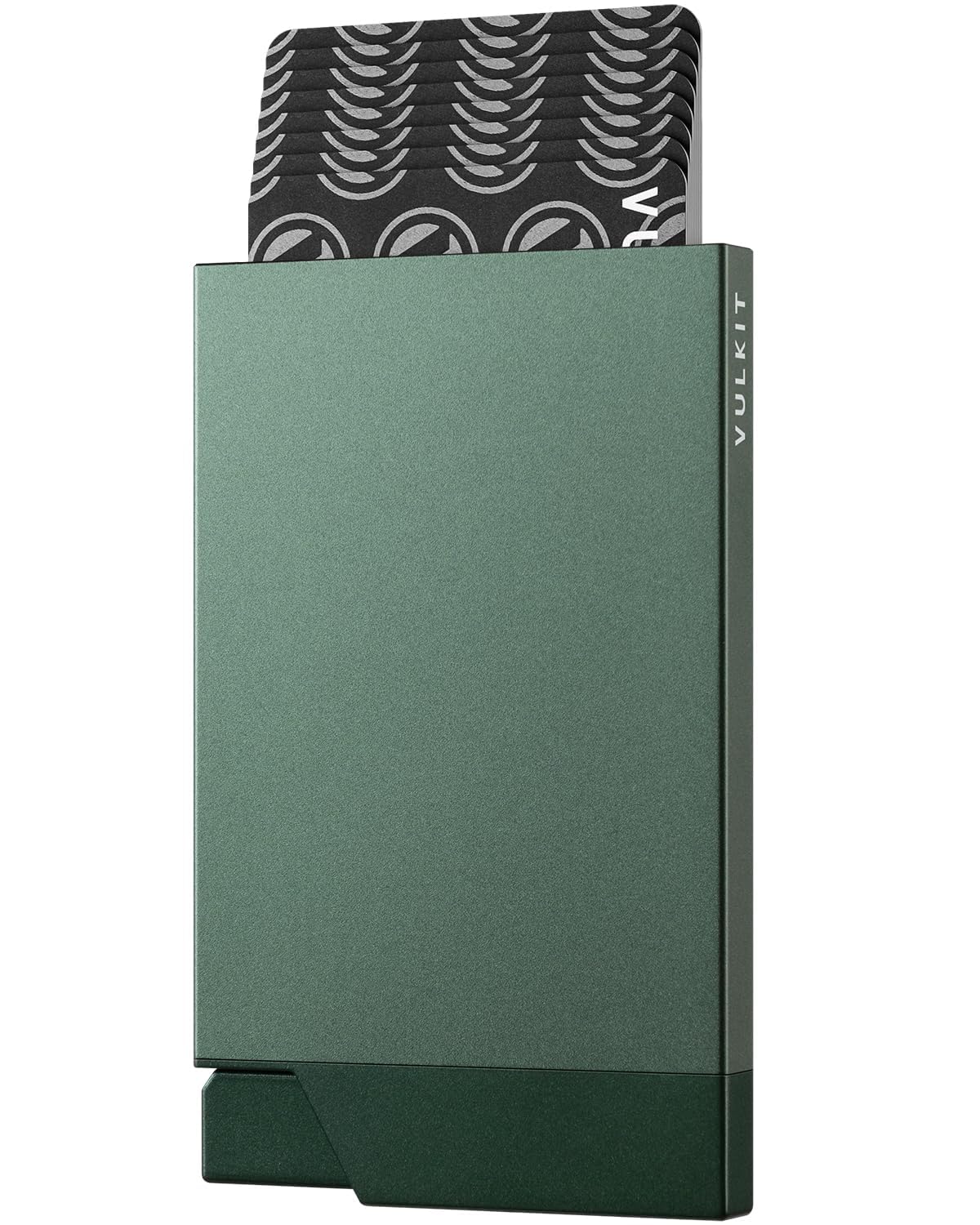 VULKIT Etui na karty kredytowe dla mężczyzn, blokowanie RFID, aluminiowe, metalowe etui na karty dla kobiet, wysuwany portfel na karty, smukłe etui na karty bankowe na 6-8 kart, Standard