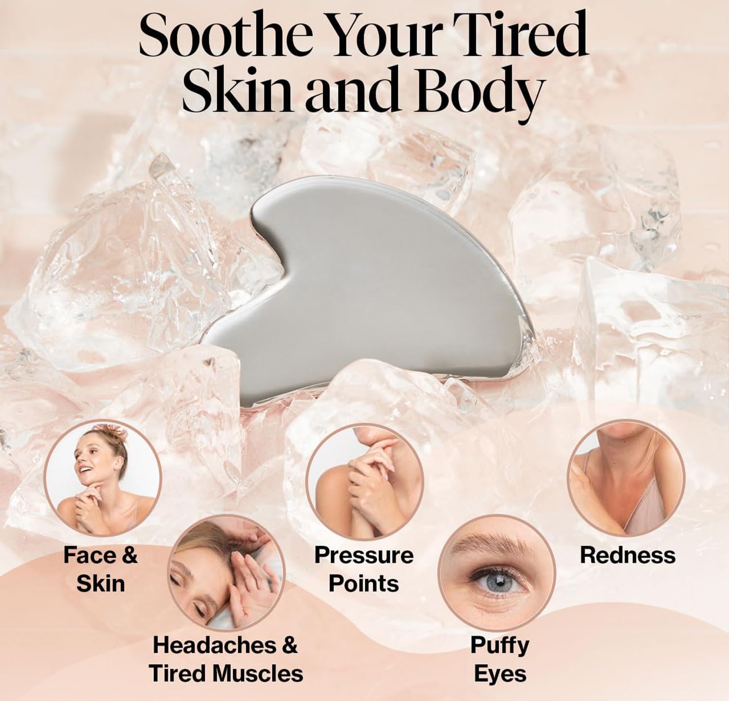 Gua Sha ze stali nierdzewnej, kamień Gua Sha, narzędzie do twarzy, kamień Guasha do ujędrniania linii szczęki i zmniejszenia obrzęków twarzy, prezent do pielęgnacji skóry, srebrny