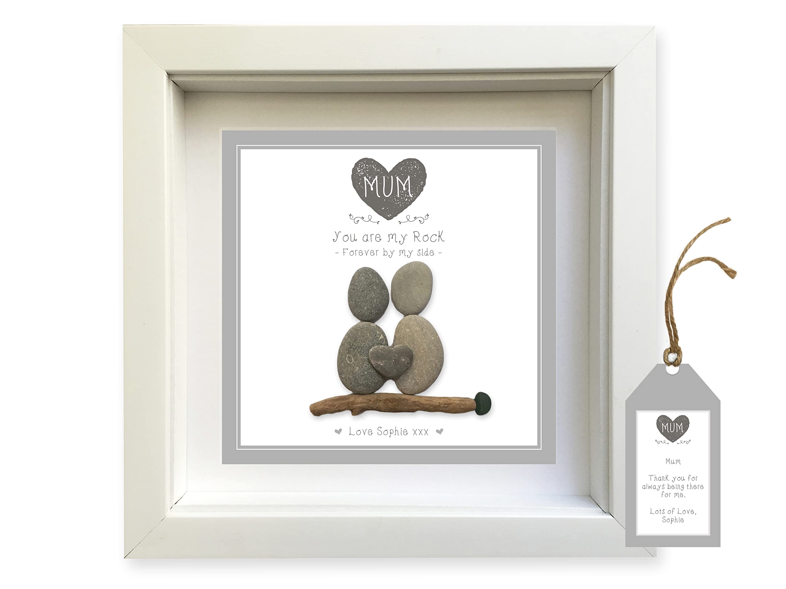 Pebble Art Picture Mum | Birthday Mother's Day - Personalised Handmade & framed to order. Options Available