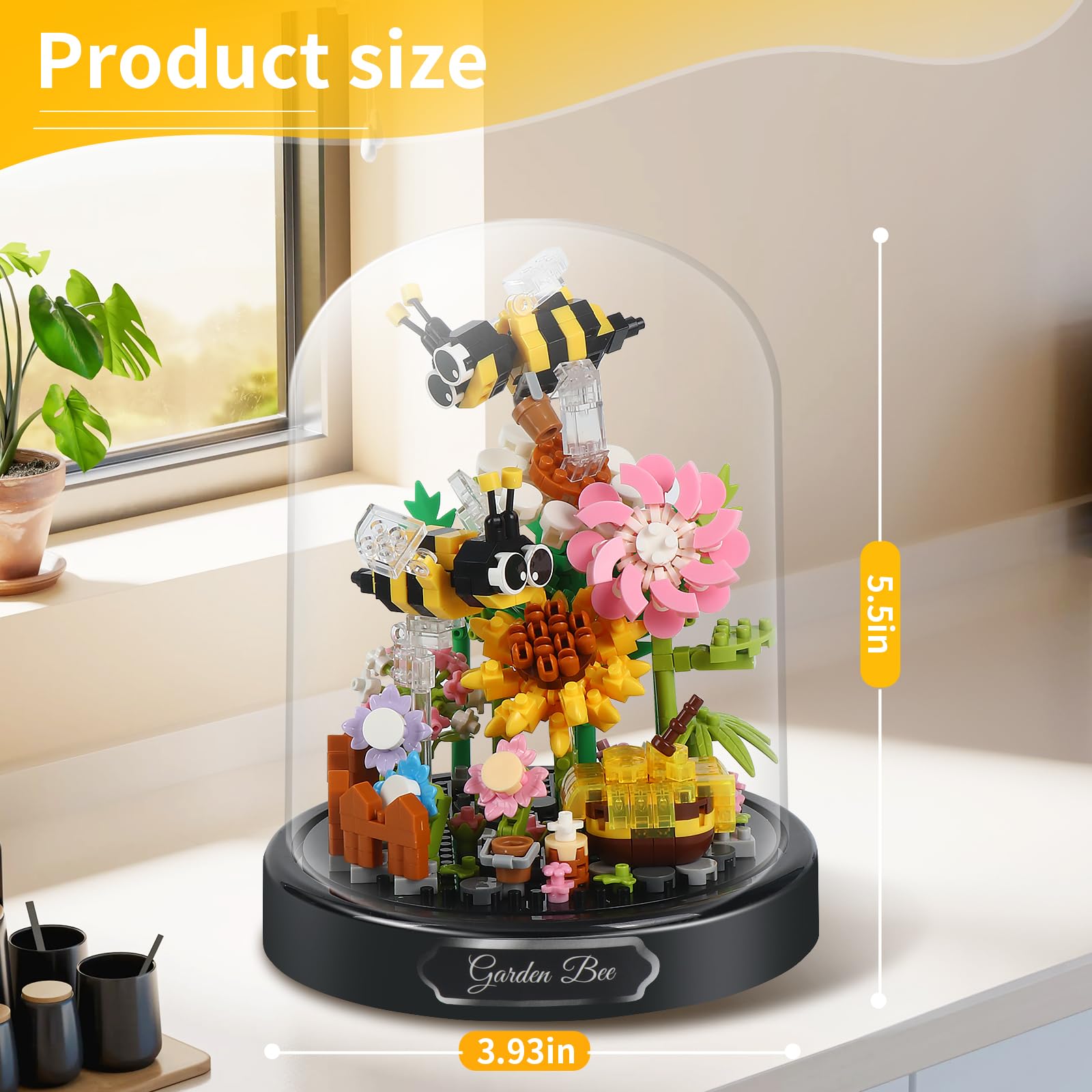 Amazon.com: ZQJKLE Flower Bee Bouquet Building Blocks with LED