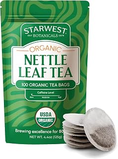 Starwest Botanicals Organic Nettle Leaf Tea - Caffeine Free Herbal Tea, Promotes Calm, USDA Organic Nettle Leaf, String Free Sachets, Non GMO - Bulk Pack, 100 Tea Bags