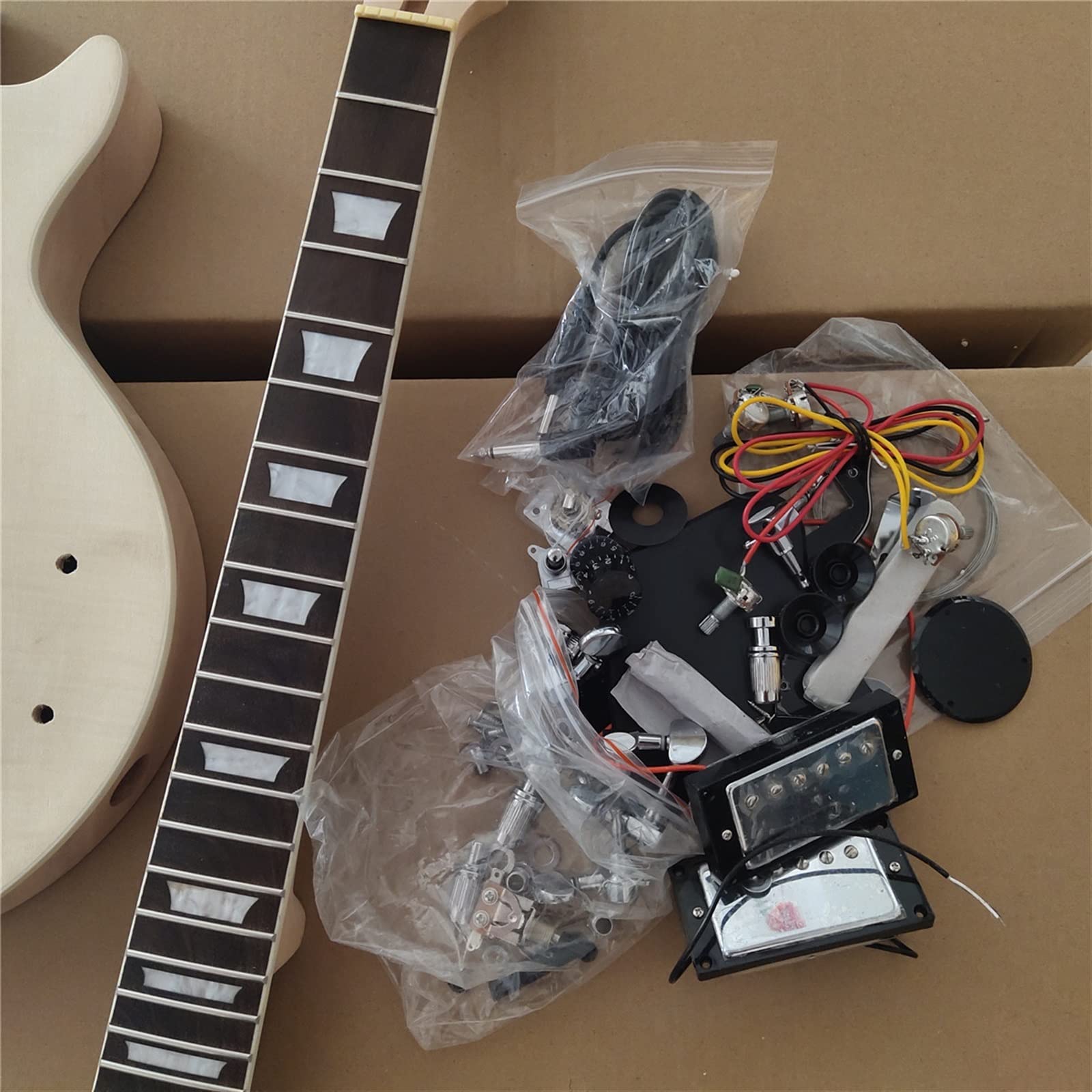 Profesjonalny zestaw do gitary elektrycznej Niedokończona Szyja Gitary Elektrycznej I Czarny Mahoń Body Palisander Gryf Zestaw Gitarowy DIY Wszystkie Części Zestaw gitarowy DIY