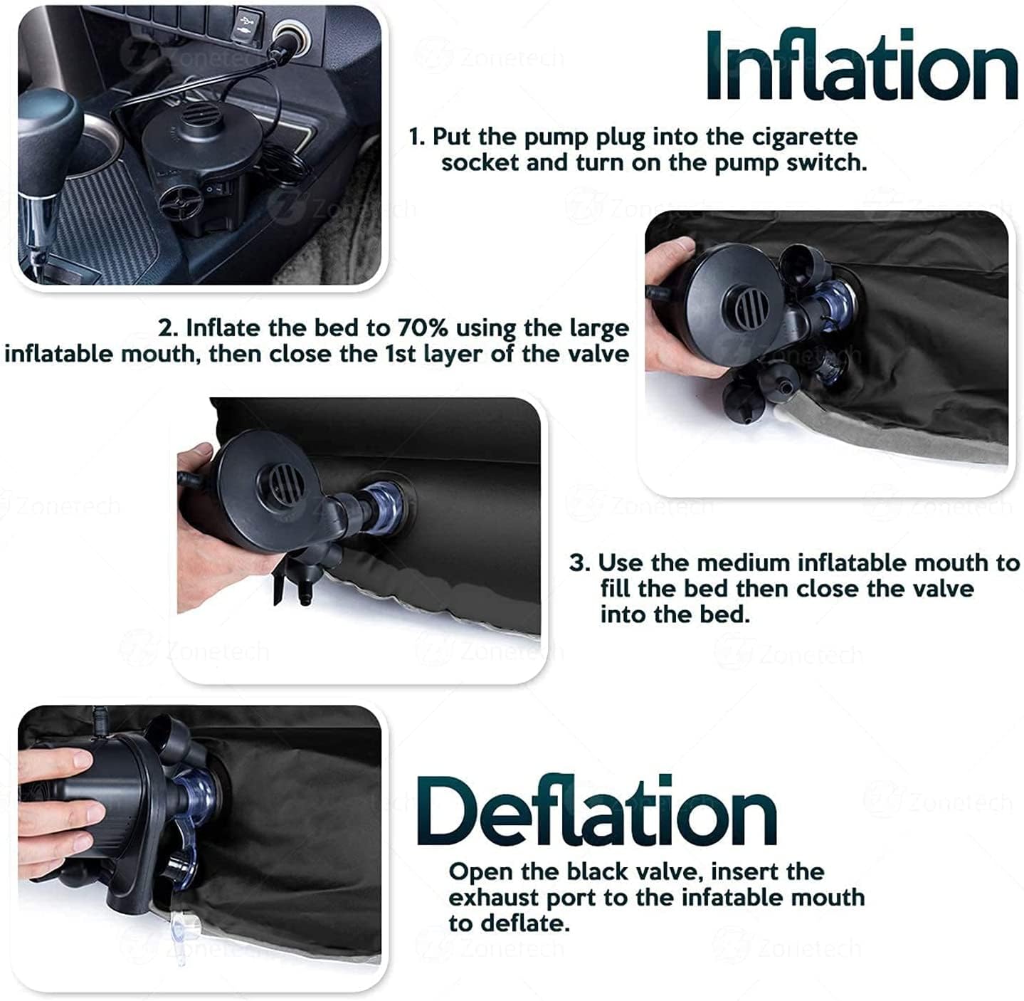 Portable Exclusive Car Air Mattress Car Back Seat Travel Car Sleeping Bed for Kids Inflatable Bed with 2 Pillow & Pump |Quick inflate for Car |Travel for Trips,Camping, Picnic, Pool |Univarsal - Image 6 thumbnail