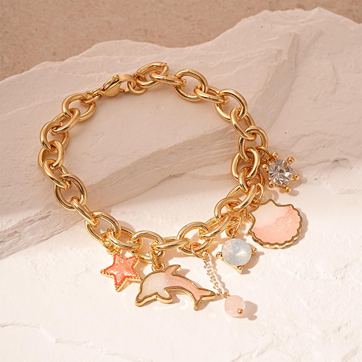 Long tiantian Shell Bracelet Summer Stuff Gold Charm Bracelet Sea Shell Beach Dresses Starfish Charm Bracelets for Women Trendy 2025 - Image 4