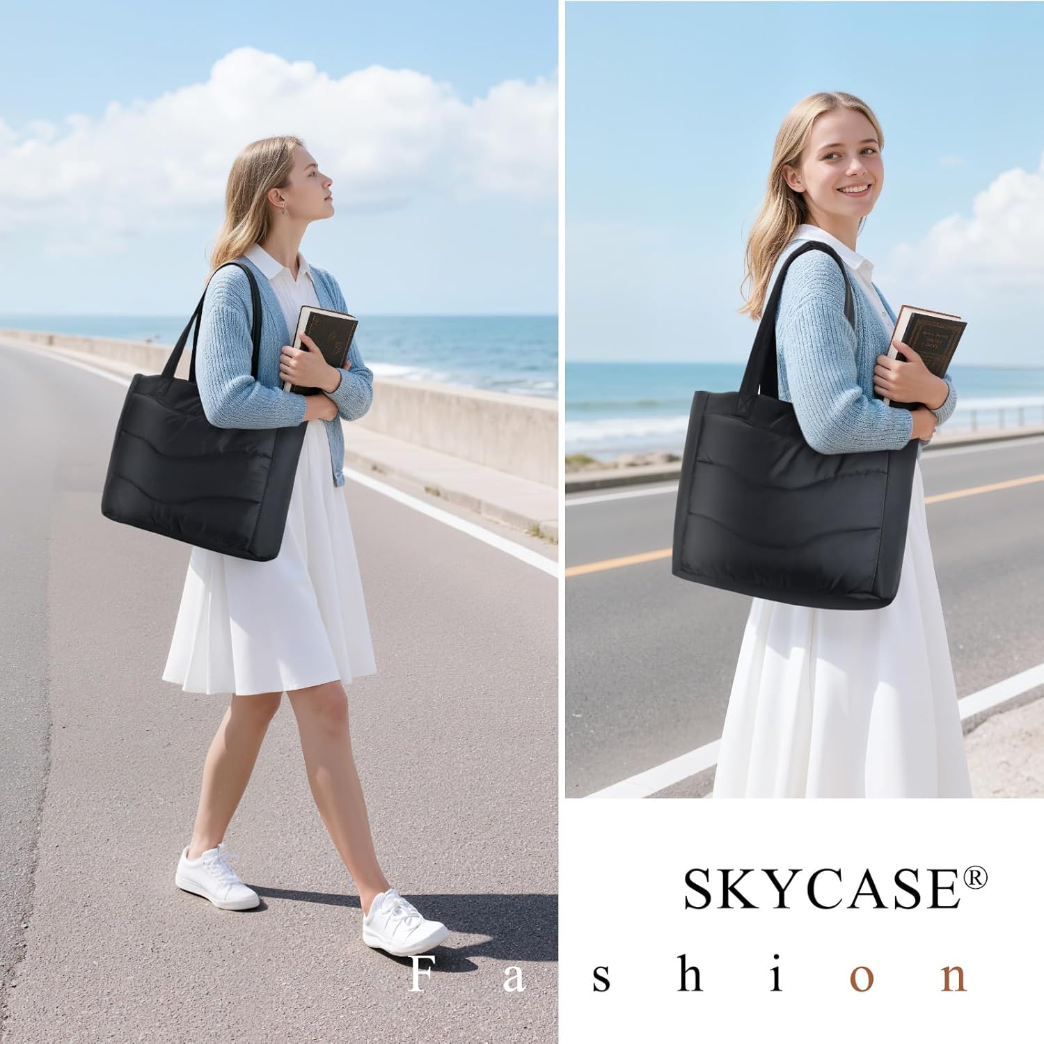 Skycase Puffer Tote Bag for Women - Lightweight Puffy Work Handbag- Large Laptop Quilted Shoulder Bag for Daily, Travel, Gym - Image 7