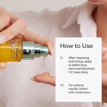 Algenist GENIUS Mini Liquid Collagen Serum - Firming & Hydrating Vegan Face Serum with Alguronic Acid + Vitamin E - Helps Visibly Minimize Fine Lines + Wrinkles & Improve Elasticity (0.21 oz)
