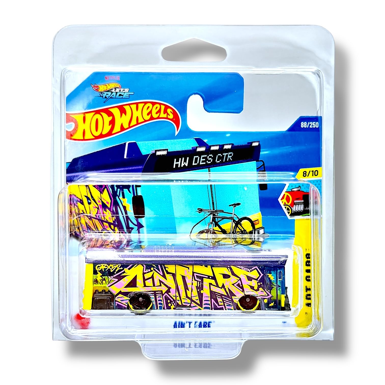 Hot Wheels Ain't Fare (Purple, Yellow & Black Let's Race) 8/10 HW Art Cars - 2025-88/250 (Short Card) - includes a KLAS Car Keeper Protector Case - HYX32