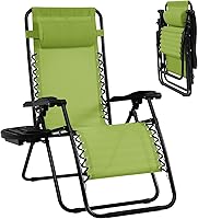 Vista 14 de Goplus Sillas de salón Zero Gravity, reclinables plegables ajustables en 160° con almohada y soporte para tazas, cómodas sillas de descanso de 350