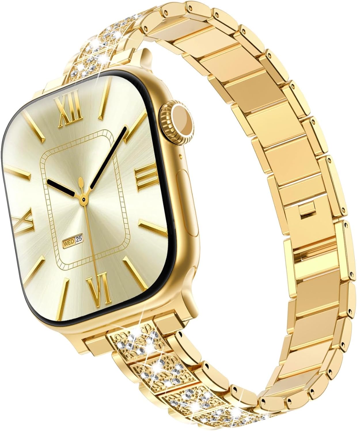 KADES Compatible with Apple Watch Band for Women, Fits for Series 11/10 (46/42mm), Series 9/8/7 (45/41mm), Series 6/5/4/SE (44/40mm), Series 3/2/1 (42/38mm), Shiny Rhinestone Metal Bracelet Strap