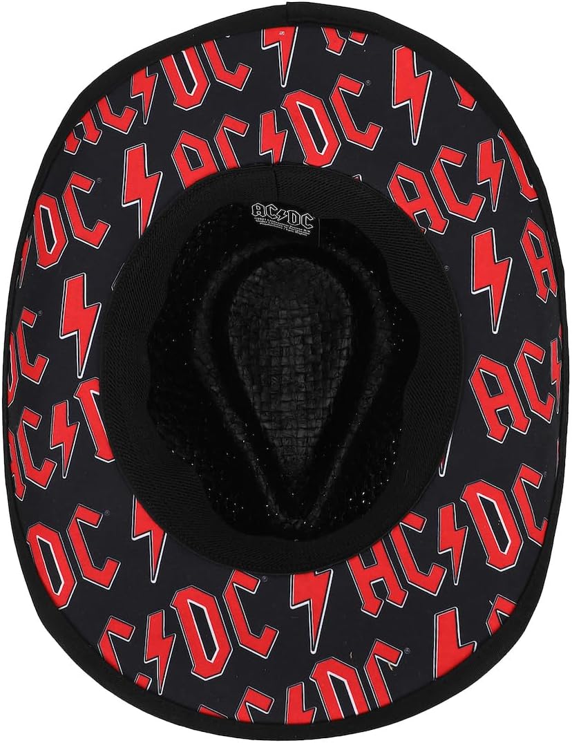 Bioworld ACDC Logo Patch Straw Cowboy Hat Multicolored