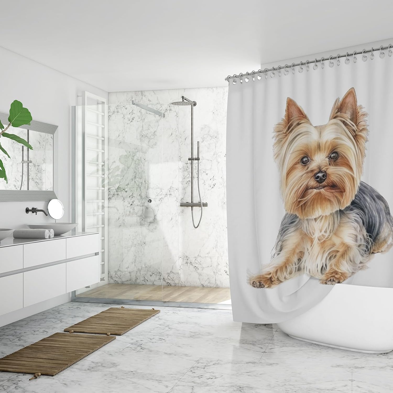 Cute Cavalier King Charles Spaniel Dog Portrait Shower Curtain Watercolor Animal Pet Puppy Print Bath Curtains for Bathroom Home Decoration with 12 Hooks 72x72 Inch
