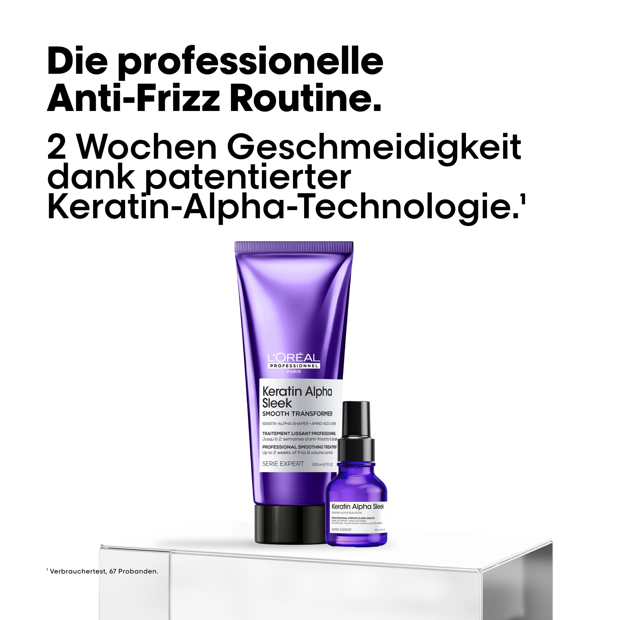 L'Oréal Professionnel Keratin Alpha Sleek Smooth Transformer & Serum Duo – Professionelles Anti-Frizz Haarset für intensive Geschmeidigkeit & Glanz