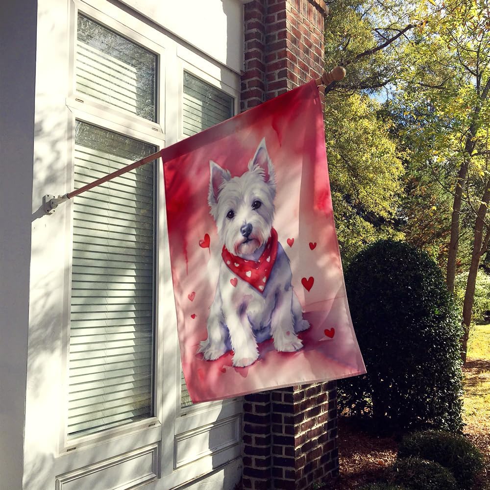 Caroline's Treasures DAC5457CHF Westie My Valentine House Flag Large Porch Sleeve Pole Decorative Outside Yard Banner Artwork Wall Hanging, Polyester, House Size, Multicolor