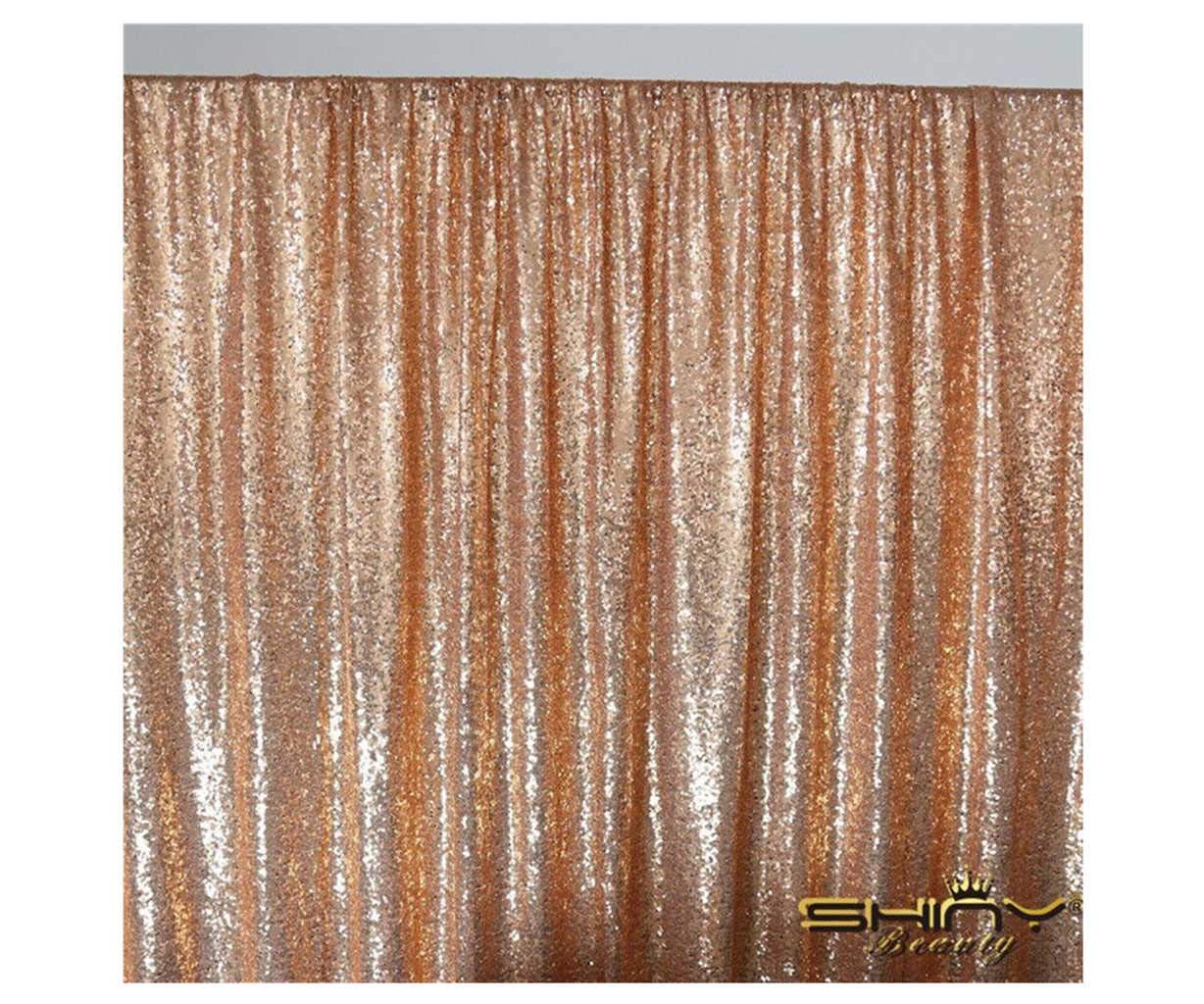 2pcs Rose Gold Sequin Curtain Backdrop W60xl250cm Shimmer Sequin