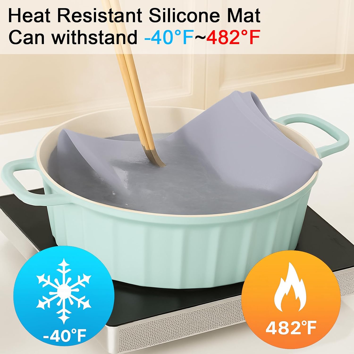 Silicone Mat 35.4"x23.6" Silicone Mats for Kitchen Counter Heat Resistant Mats for Countertop, Countertop Protector Mat, Edge Heightening Nonstick Waterproof Multipurpose Table Mat (Light Gray)