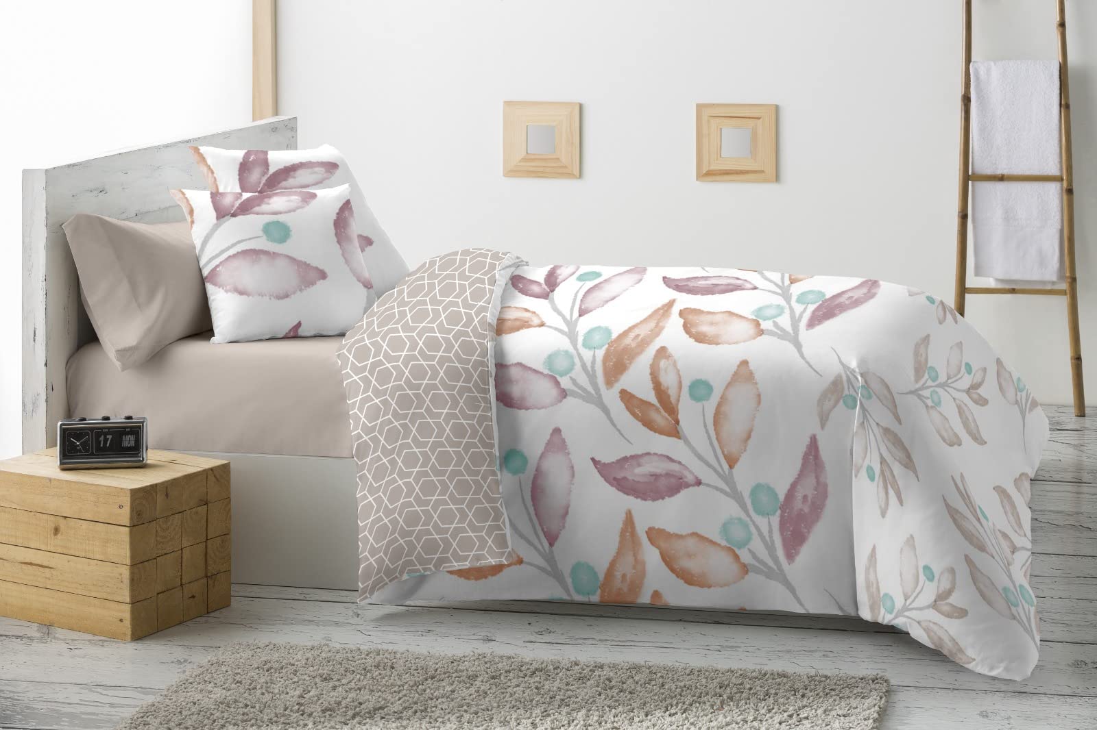 Estonia - Edredón Nórdico Colcha Bicolor Duvet Reversible 350/400 g Fibra Hueca Alta Densidad (Suecia, 250_x_260_cm (Cama 150 y 135))