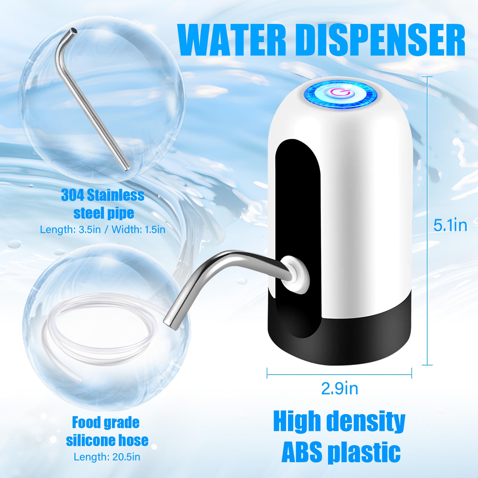 swardroof Rechargeable Water Dispenser Pump for 5 Gallon, USB Type-C Rechargeable with 1200mAh Battery, Powerful Suction for Home, Office, Camping in use