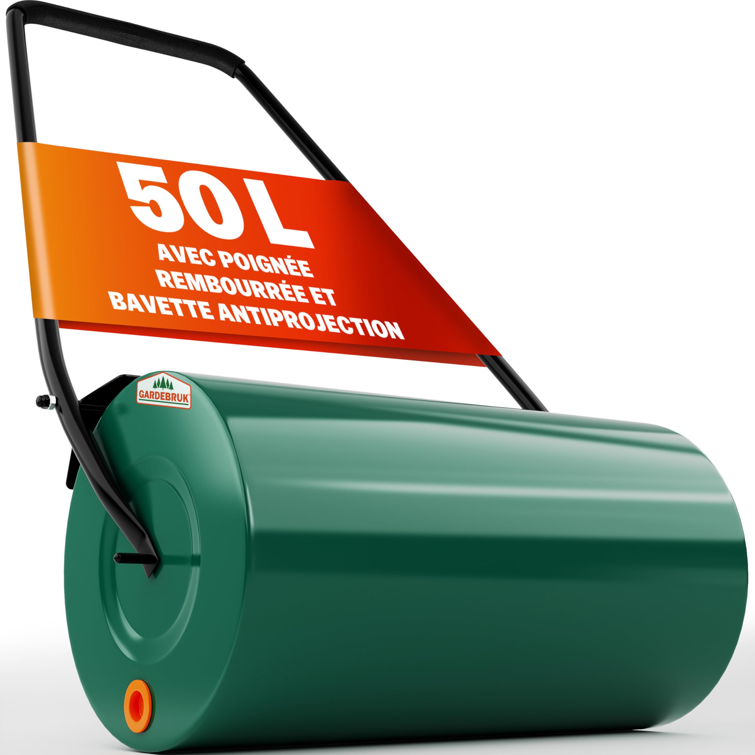 Gardebruk® Rouleau à Gazon 60cm 50L poignée rembourrée bavette antiprojection Remplissage Sable Eau pelouse Herbe Jardin Rouleau a Main agricole