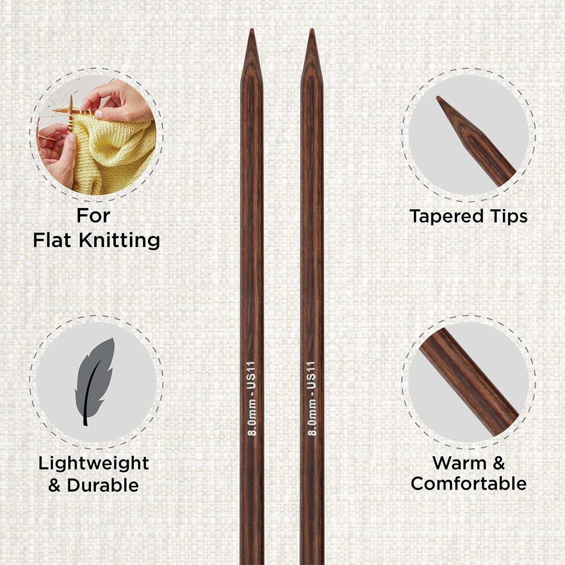 KnitPro Ginger Grande Lange Nadel Set 10" (25cm) | 12 Größen (3.5mm bis 12mm)