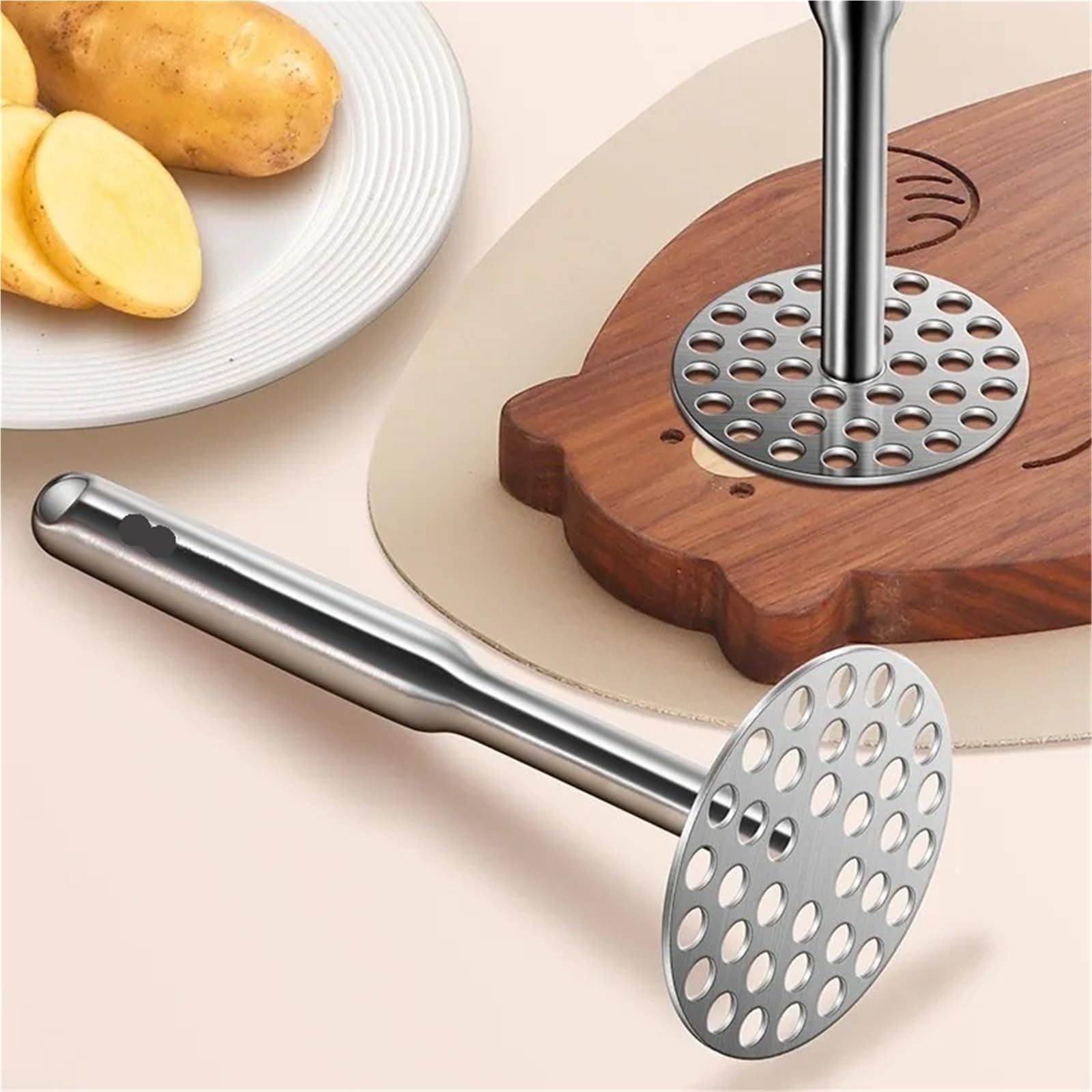 Kartoffelstampfer Edelstahl 1PC Kartoffel Lila Schlamm Presse Edelstahl Küche Werkzeuge Manuelle Haushalts Roller kinder Nahrungsergänzungsmittel(Matte model)
