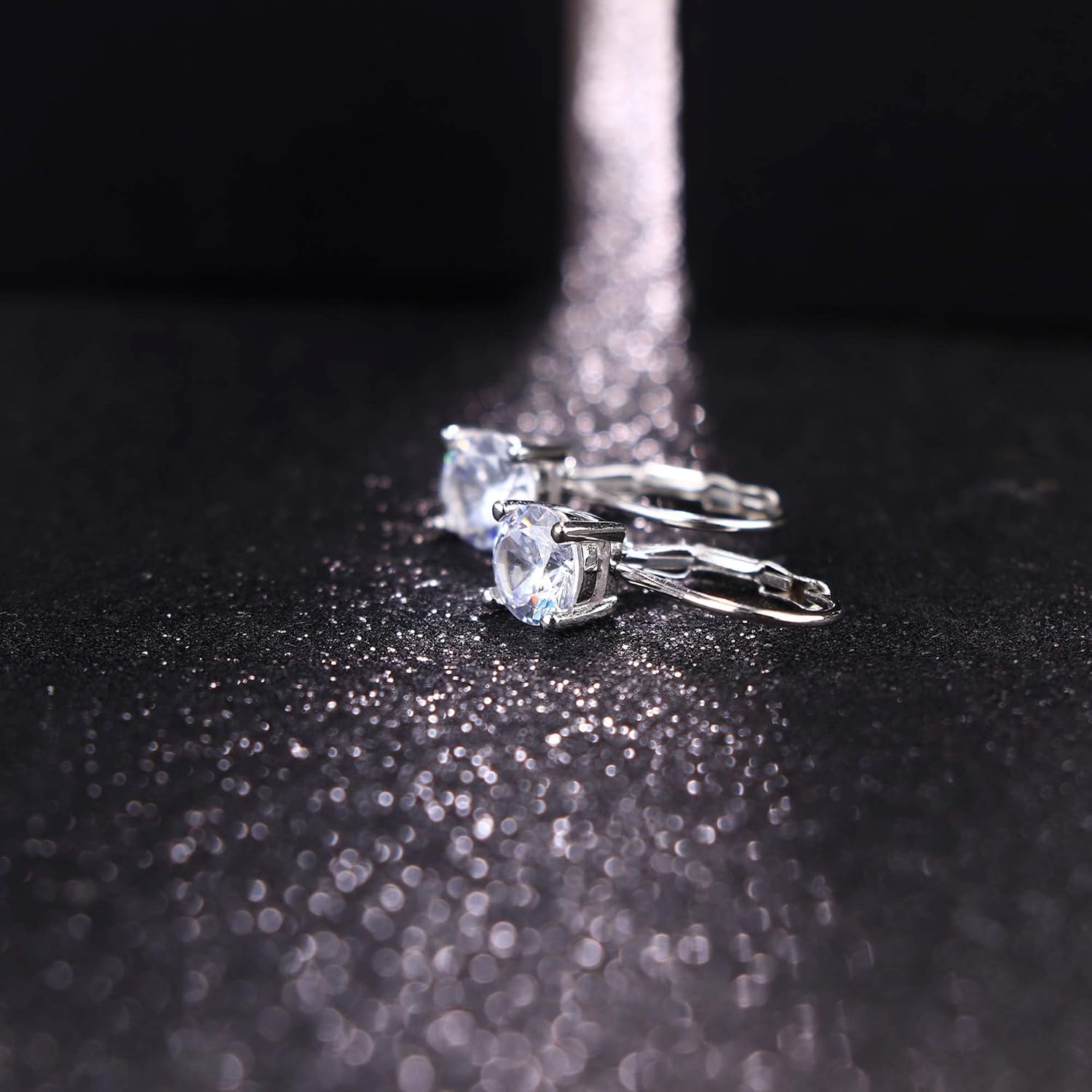 MILACOLATO Solid 925 Sterling Silver Leverback Earrings 18K White Gold Plated Hypoallergenic Dangle Drop Square Heart Round Cubic Zirconia Earrings for Women - Image 6