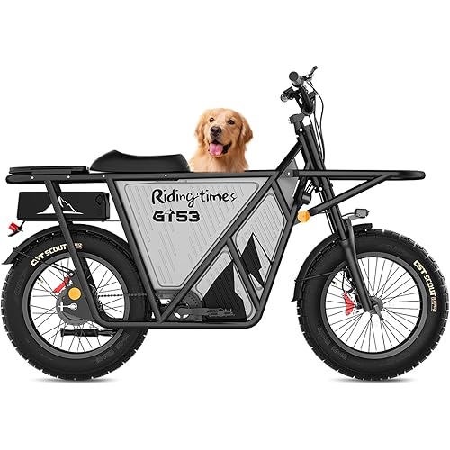 Riding'times GT53 Electric Cargo Bike for Adults 550LBS, 2000W Cargo Ebike, 1123WH Removable Battery, Dual Hydraulic Brakes, NFC Unlock, for Commuting, Shopping, Camping, Hunting, Fishing