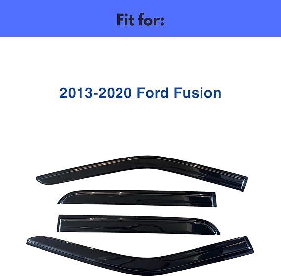 IG Window Visor for Ford Fusion 2013-2020, Rain Guard Tape-On Extra Durable Sun Wind Side Vent Window Deflector Mugen Style, 2013 2014 2015 2016 2017 2018 2019 2020