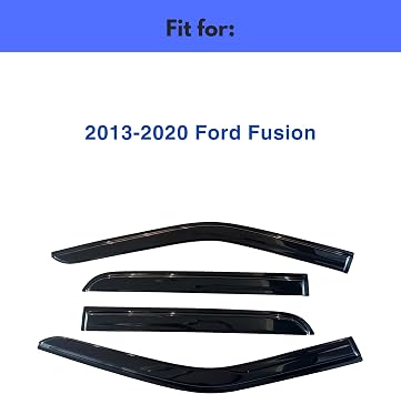 IG Window Visor for Ford Fusion 2013-2020, Rain Guard Tape-On Extra Durable Sun Wind Side Vent Window Deflector Mugen Style, 2013 2014 2015 2016 2017 2018 2019 2020