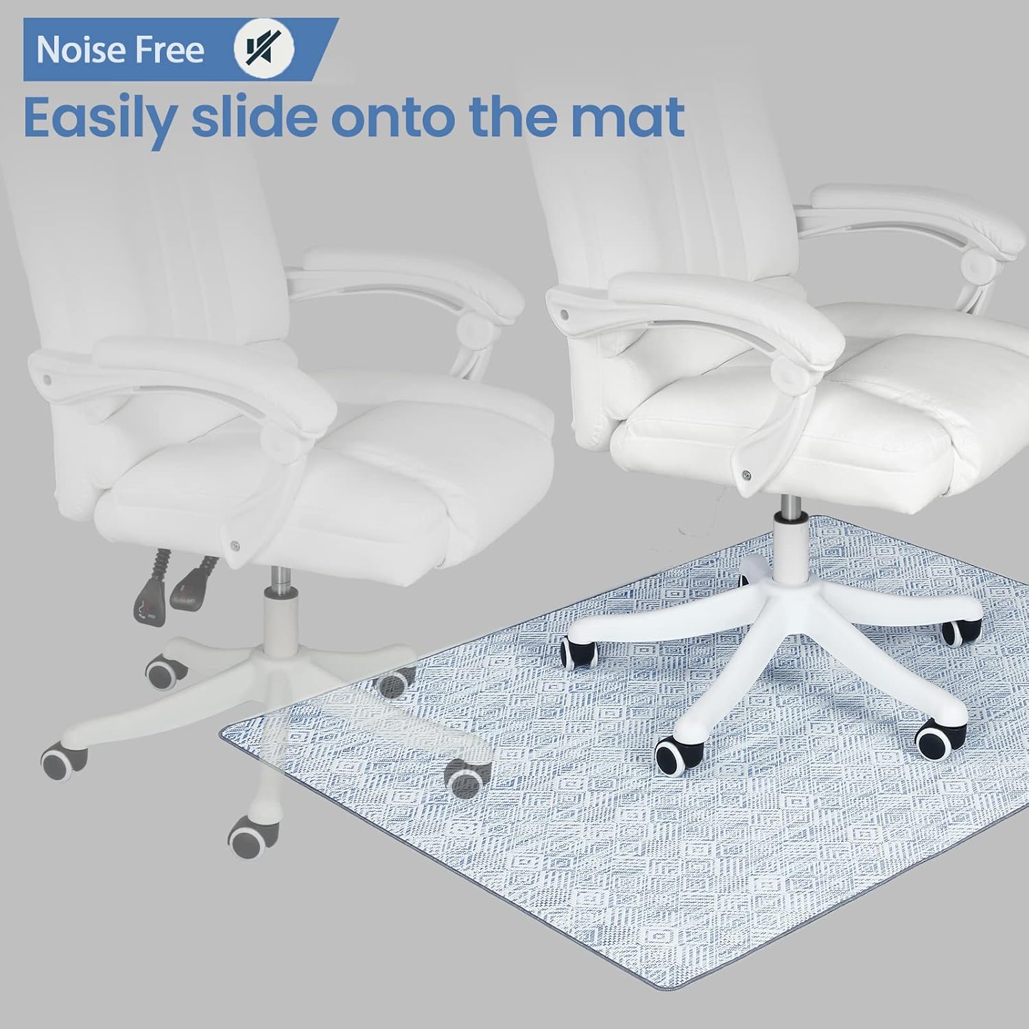 RccugmatS Chair Mat for Hardwood & Tile Floor, 47" x 60" Heavy Duty Office Chair Mat for Rolling Chairs Easy Glide, Anti Slip, Non-Curve, Floor Protector for Home Office, Blue Square : Office Products