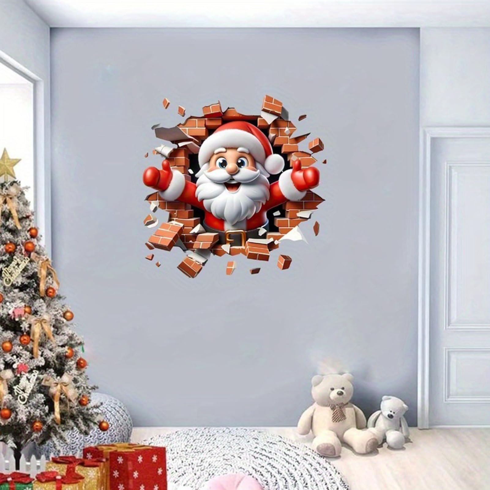 Adesivi Murali Di Babbo Natale - Decorazioni Natalizie Per Pareti, Facili Da Applicare, In PVC Resistente
