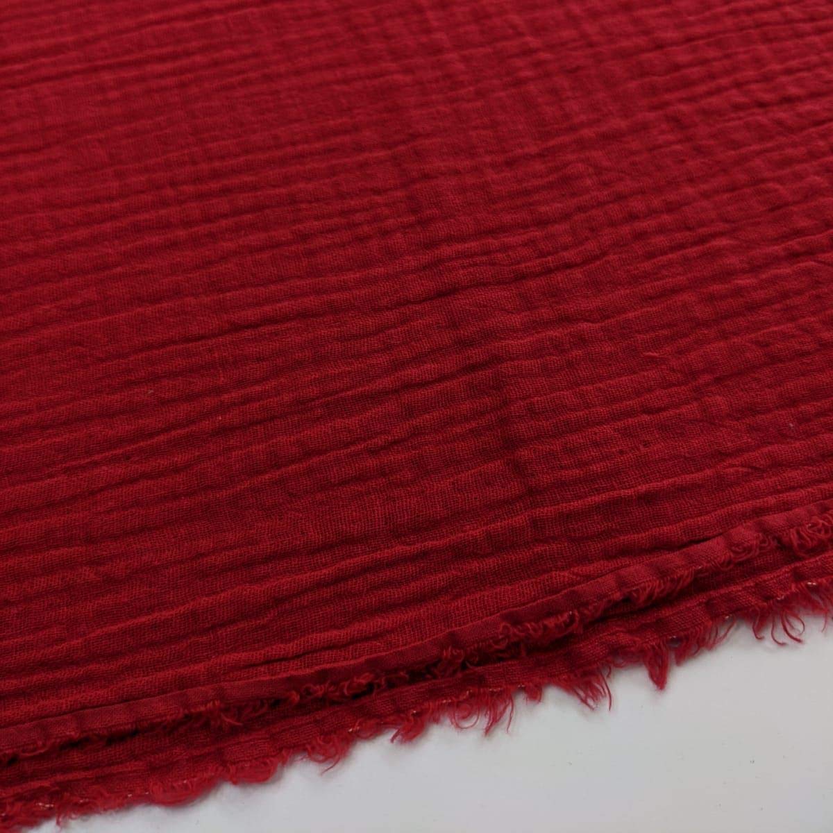 Double Gauze 100% Cotton Plain Fabric Dress Making Lightweight Muslin Baby Swaddle Blankets Scarves Summer Clothing | 53" - 135 cm Wide | per Metre (Red)