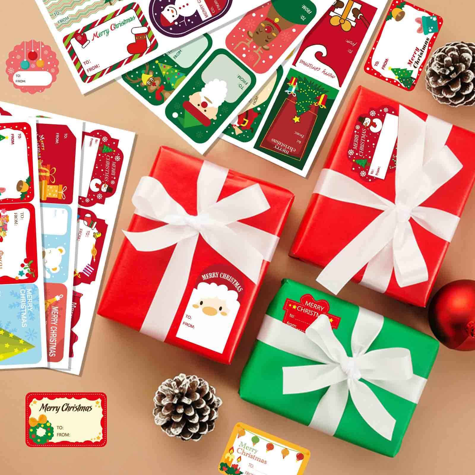Weihnachts-Geschenkanhänger, selbstklebend, Weihnachtsmann, Schneemänner, Weihnachtsbaum, Rentier, Glocken, Urlaub, dekorative Anhänger für Weihnachtsgeschenke, 162 Stück