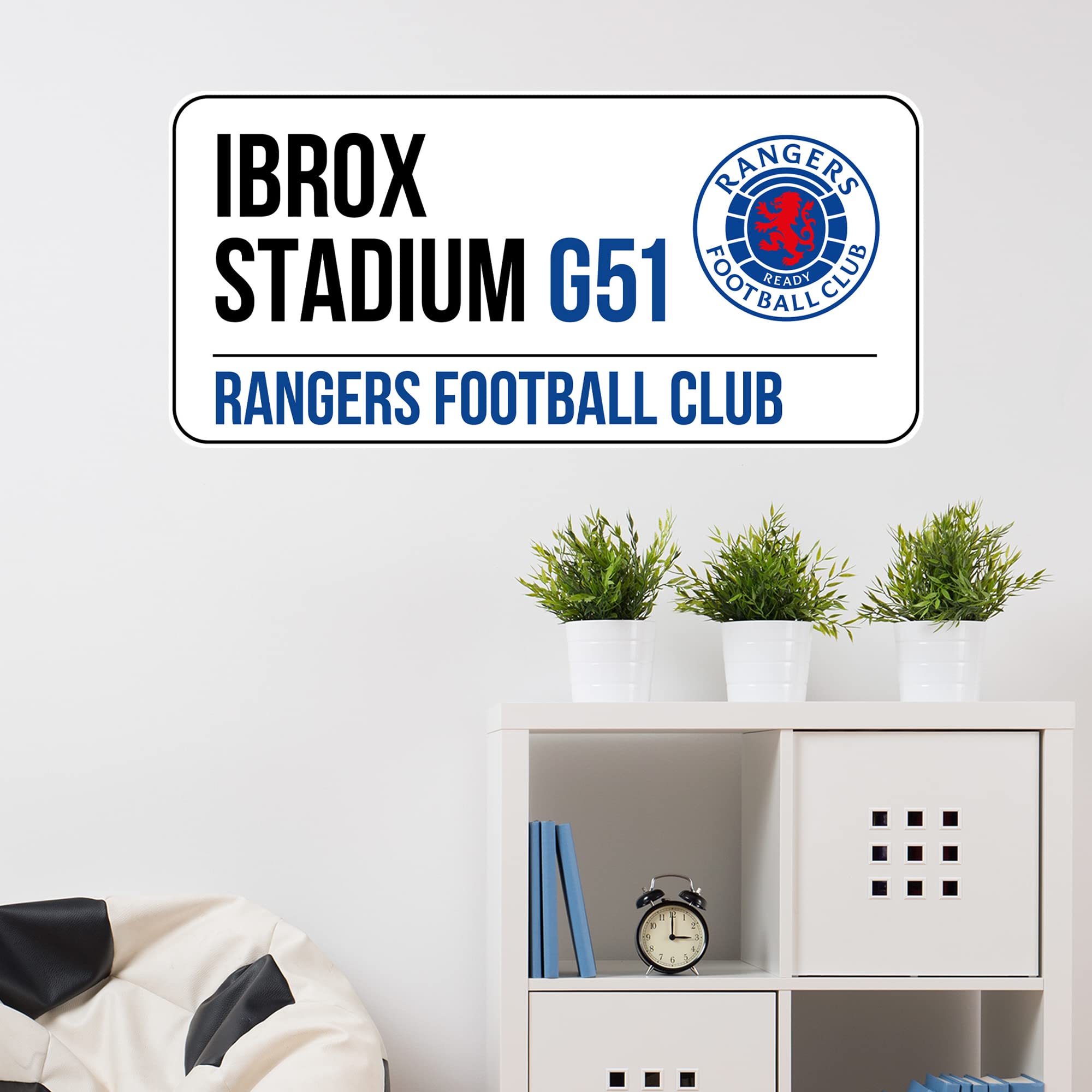 Themed Blue Rangers Wall Sticker - Street Sign Football Art (60Cm Width X 30Cm Height)