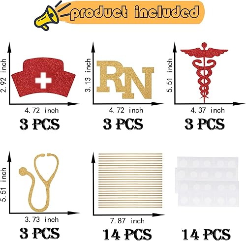 Miniatura 2 de Congrats RN Centerpiece Sticks, 2025 Nurse Graduation, Medical Nursing Graduation Party Centerpiece Sticks Congrats Grad Nurse Decorations Party
