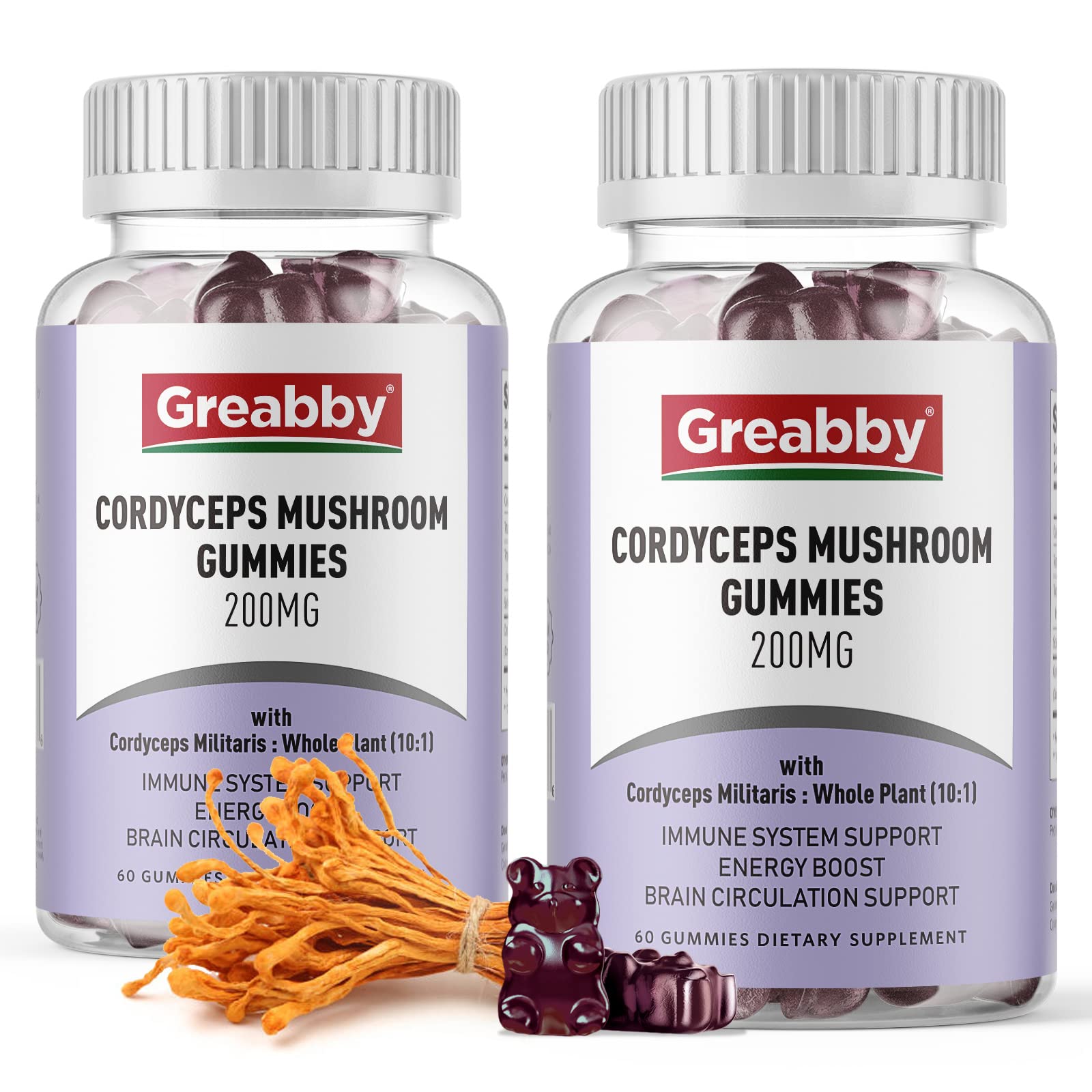 Cordyceps 2000mg Gummies, Mushrooms Herbal Supplements, Cordyceps Mushroom Extract - Cordyceps Mushroom Gummies, Natural Energy, Support ATP Circulation(120 Count)