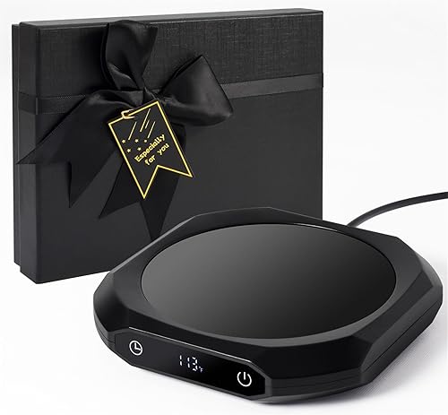Calentador de taza de café, calentador de café inteligente con caja de regalo, calentador de tazas para escritorio con apagado automático, 3 ajustes