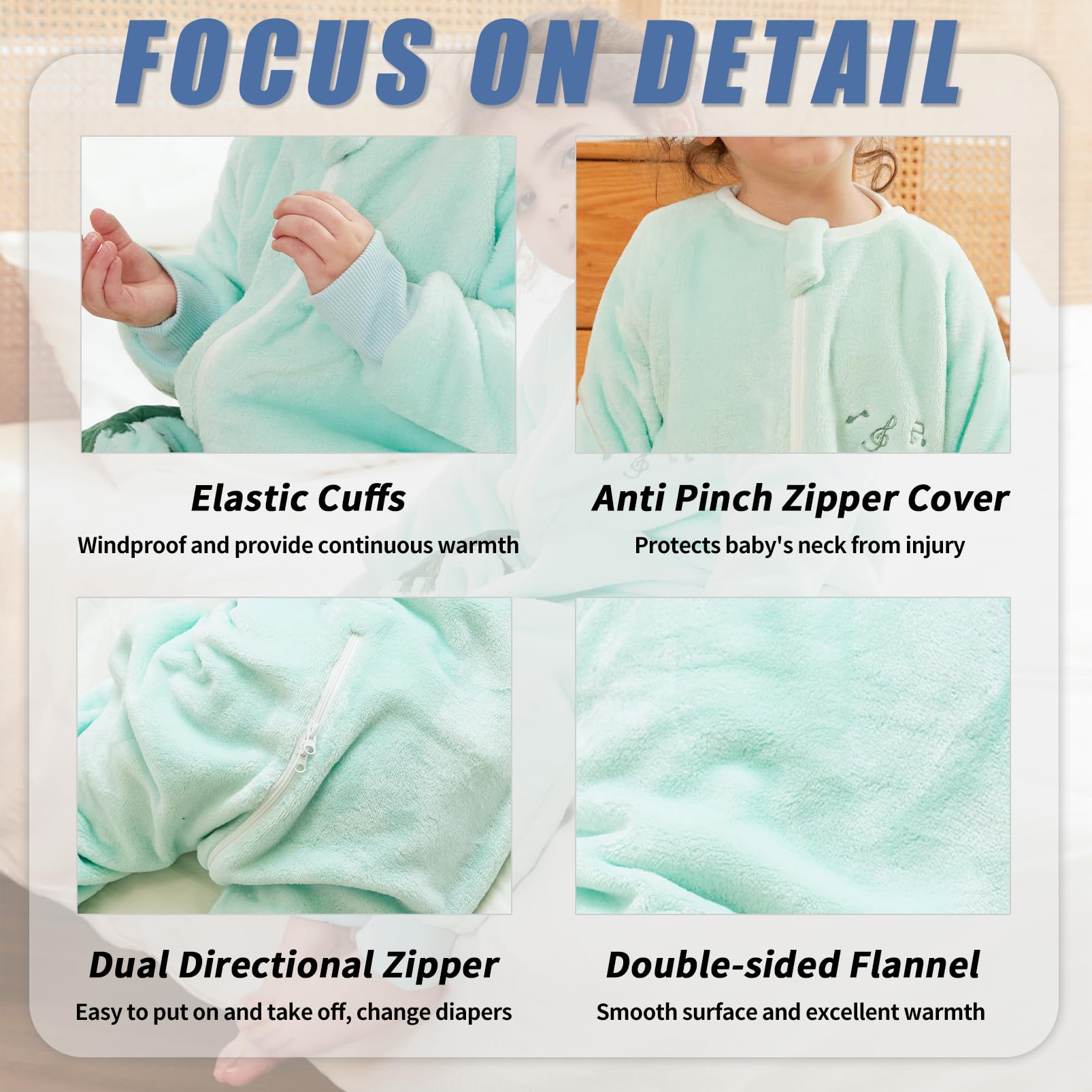 Monstoyo Sacco Nanna con Piedini Bambini Bambina, Invernale Flanella Pigiama Pagliaccetto Neonato, Maniche Lunghe & Gambe Separate Sacco a Pelo Cartone Tuta per Ragazze Ragazzi 0-6 Anni