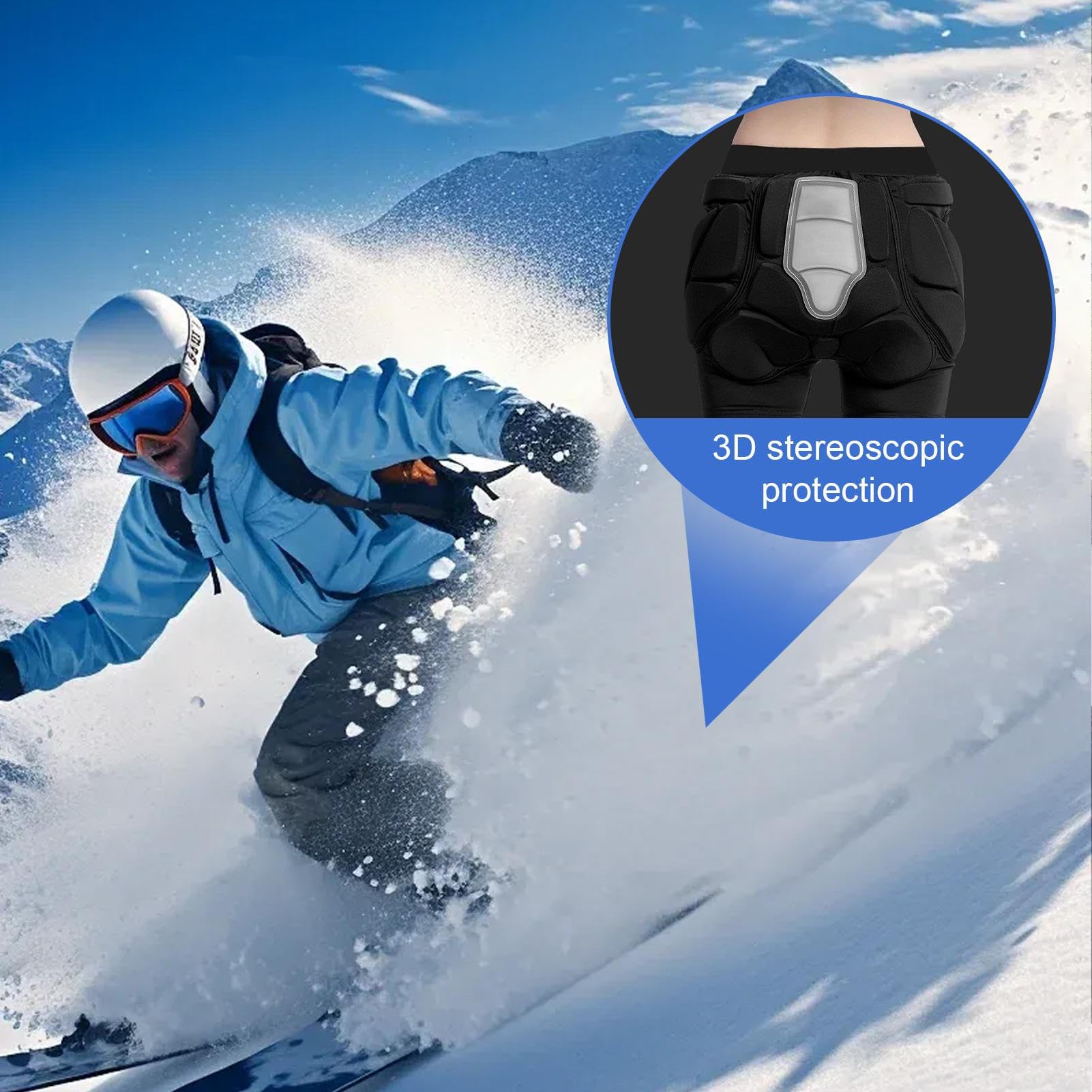 Spodenki z Wkładką Spodenki Ochraniacze 3D Do Snowboardu | Ergonomiczne Spodenki Chroniące Pośladki oraz Ochraniacze Kolan do Ćwiczeń Sportów Deskorolki