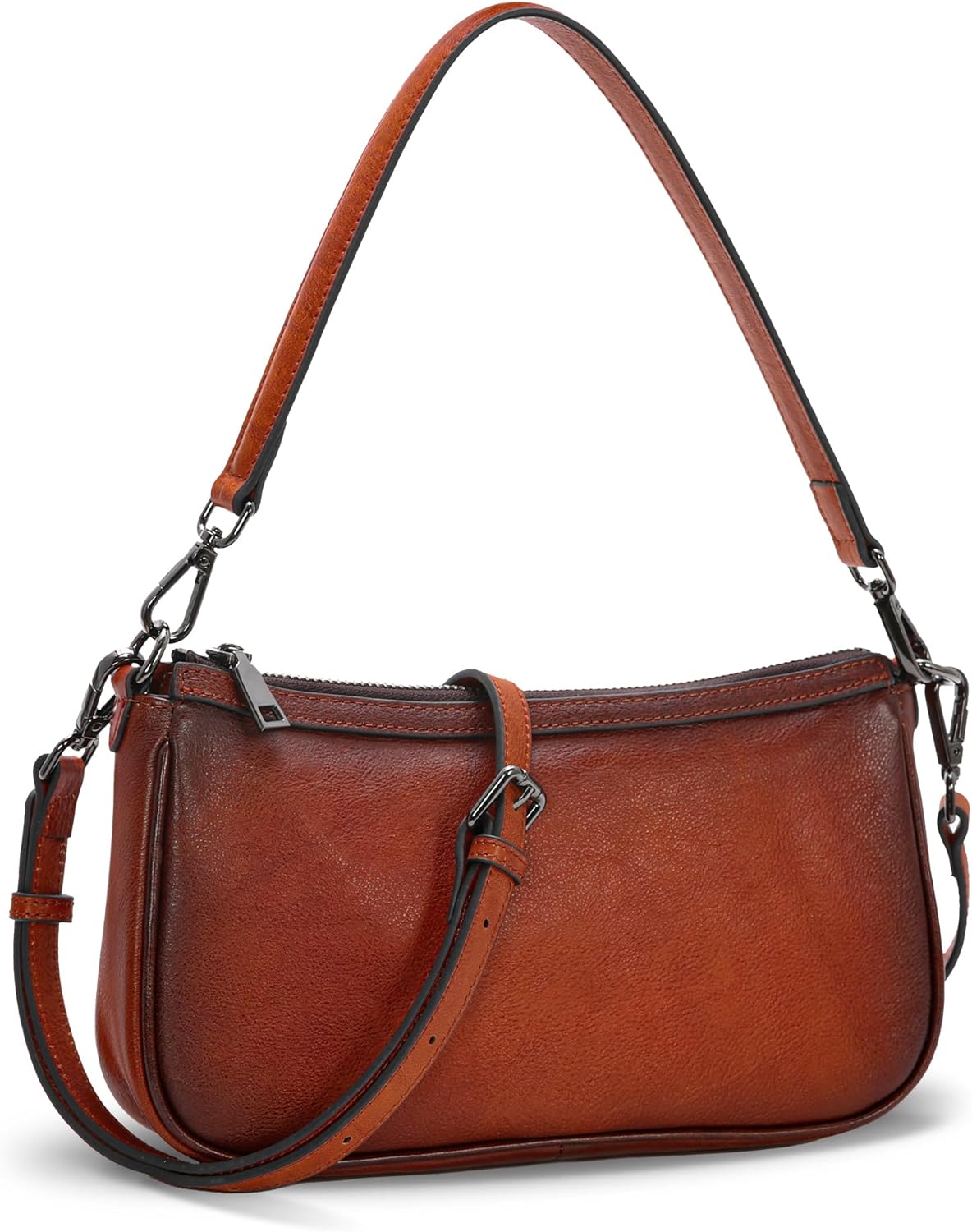 Iswee Leather Crossbody Bags for Women Small Designer Shoulder Bag Hobo Purse Satchel Handbags with Two Straps