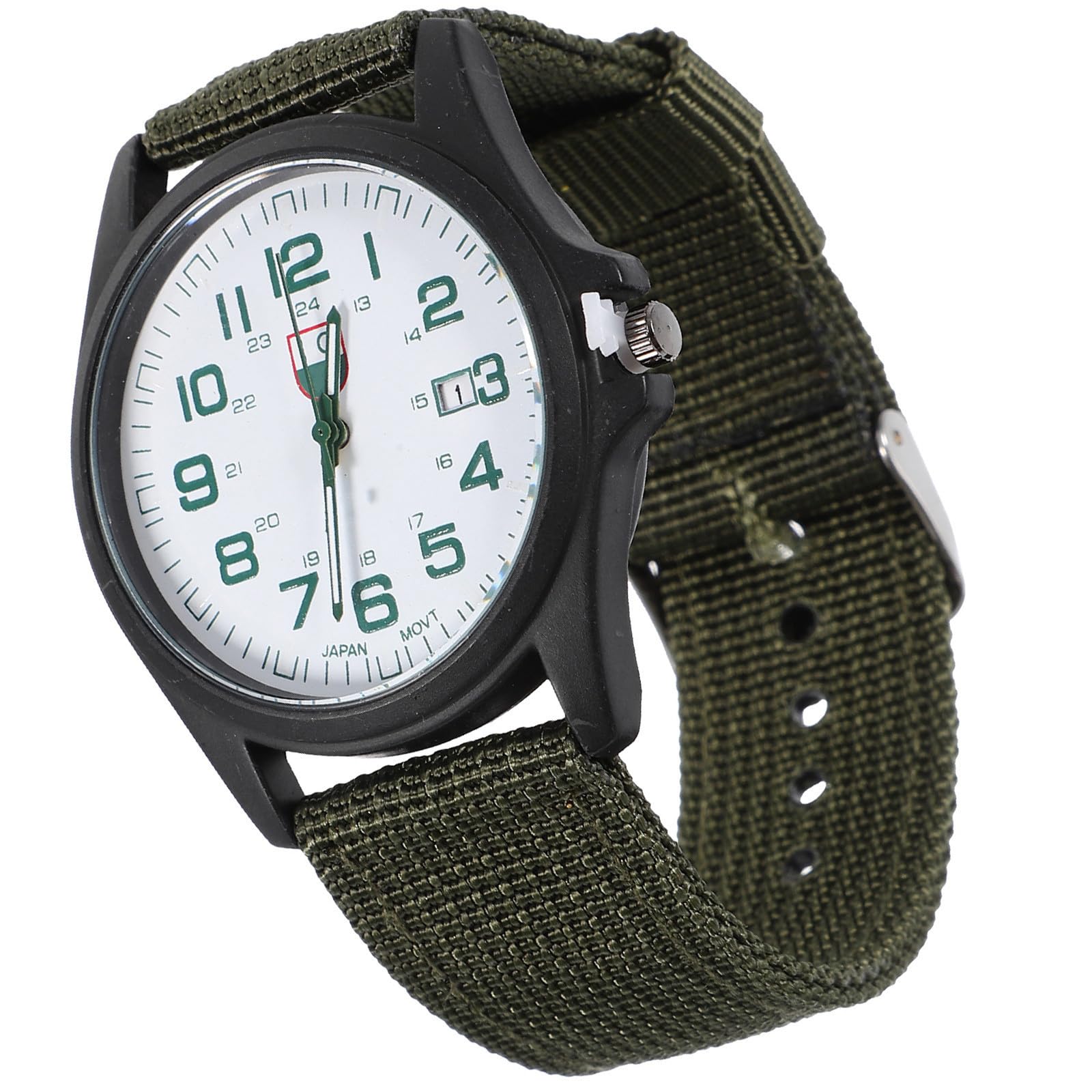 Kisangel Reloj Calendario Integrado para Hombre de Pulsera de Cuarzo Correa de Nylon Verde, Diseño Creativo y Acabado Fino Adecuado para Uso Deportivo y Casual