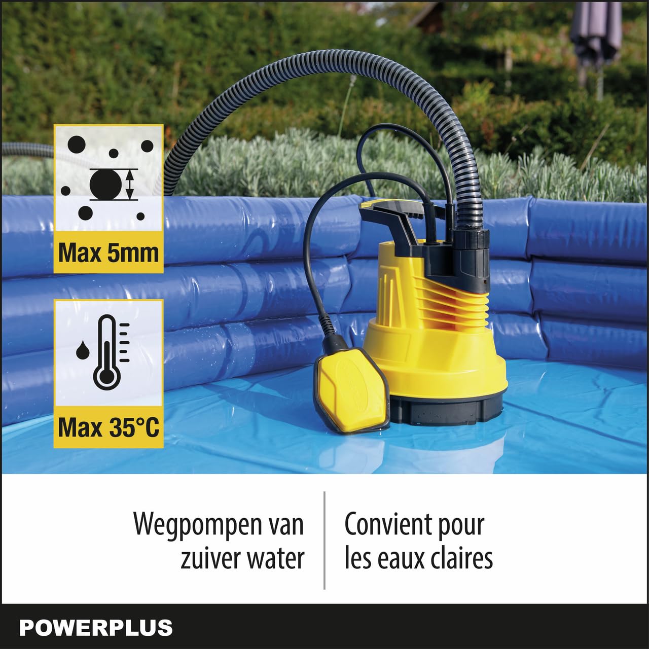 POWERPLUS Bomba sumergible POWXG9502-350w y un caudal de 5000 l/hour