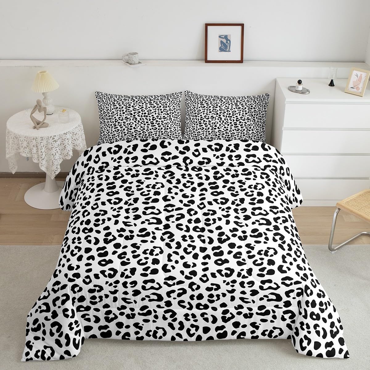 Feelyou Black Brown Leopard Print Comforter Women Cheetah Print Comforter Set for Kids Boys Girls Men Africa Animal Wildlife Bedding Set Soft Decor Safari Duvet Set Twin Size Quilt Boys